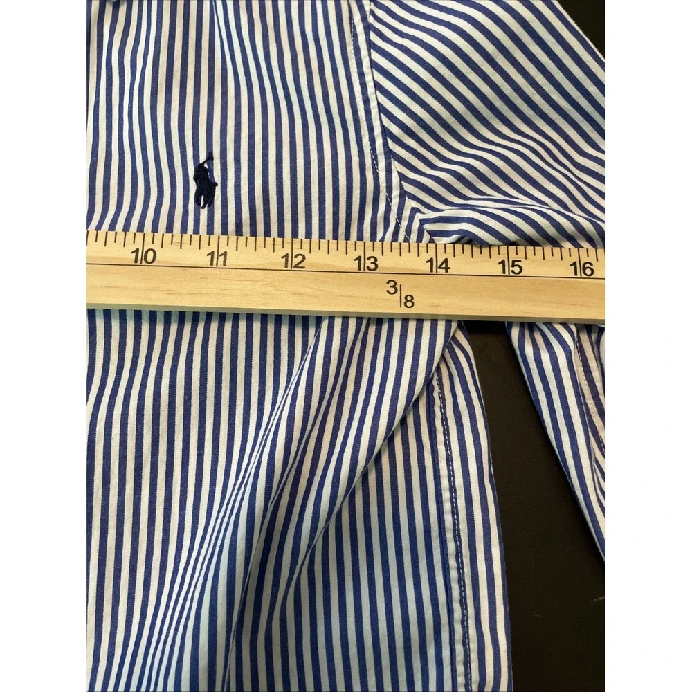 Ralph Lauren Polo Boys Size 7 Blue White Striped Button Down Shirt